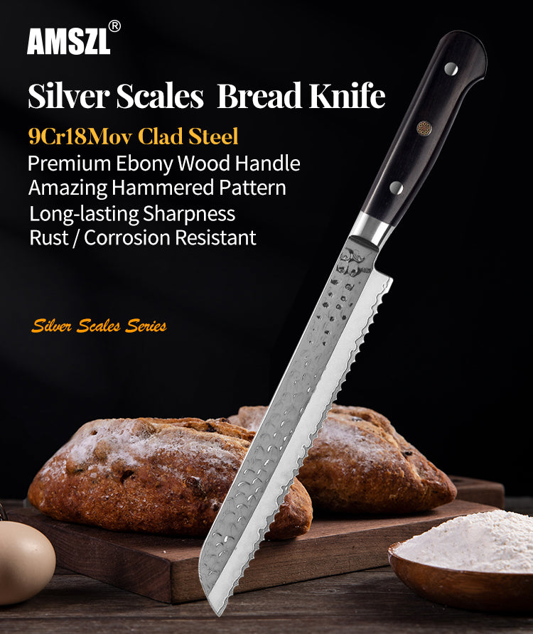 AMSZL Silver Scale Series - 8 inch Bread Knife, B9-C5