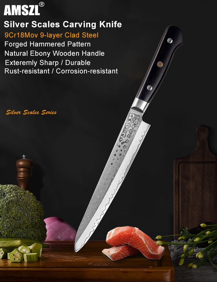 AMSZL Silver Scale Series - 8 inch Carving Knife, B9-C6