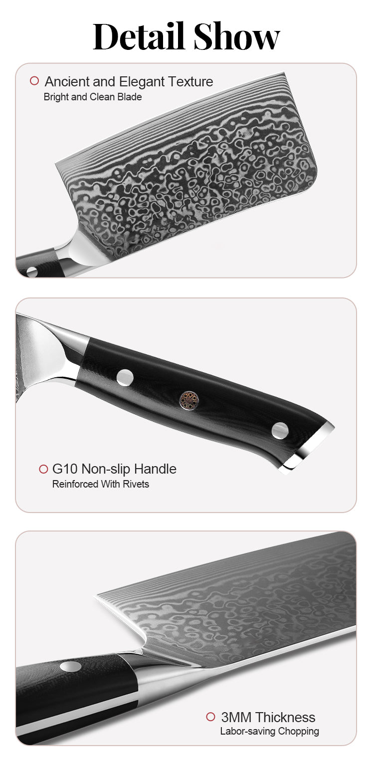 AMSZL 6.5 inch Damascus Chopping Cleaver DM-GS013-1