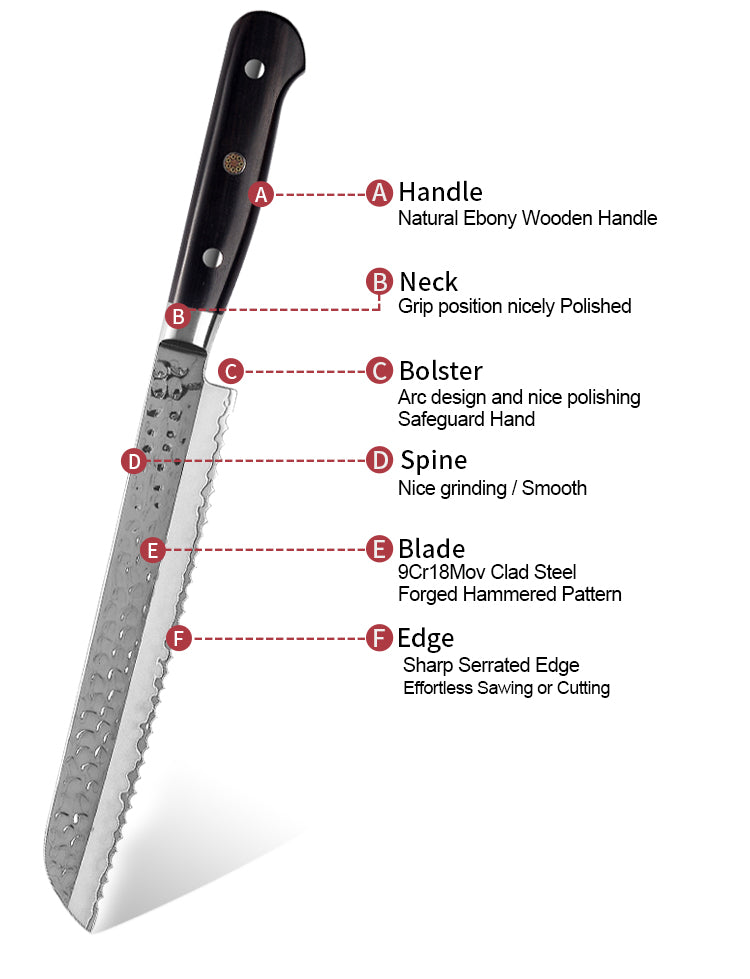 AMSZL Silver Scale Series - 8 inch Bread Knife, B9-C5