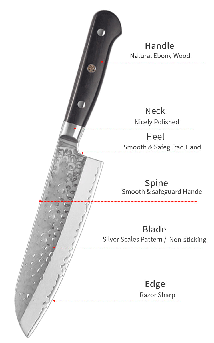 AMSZL Silver Scale Series - 7 inch Santoku Knife, B9-C4
