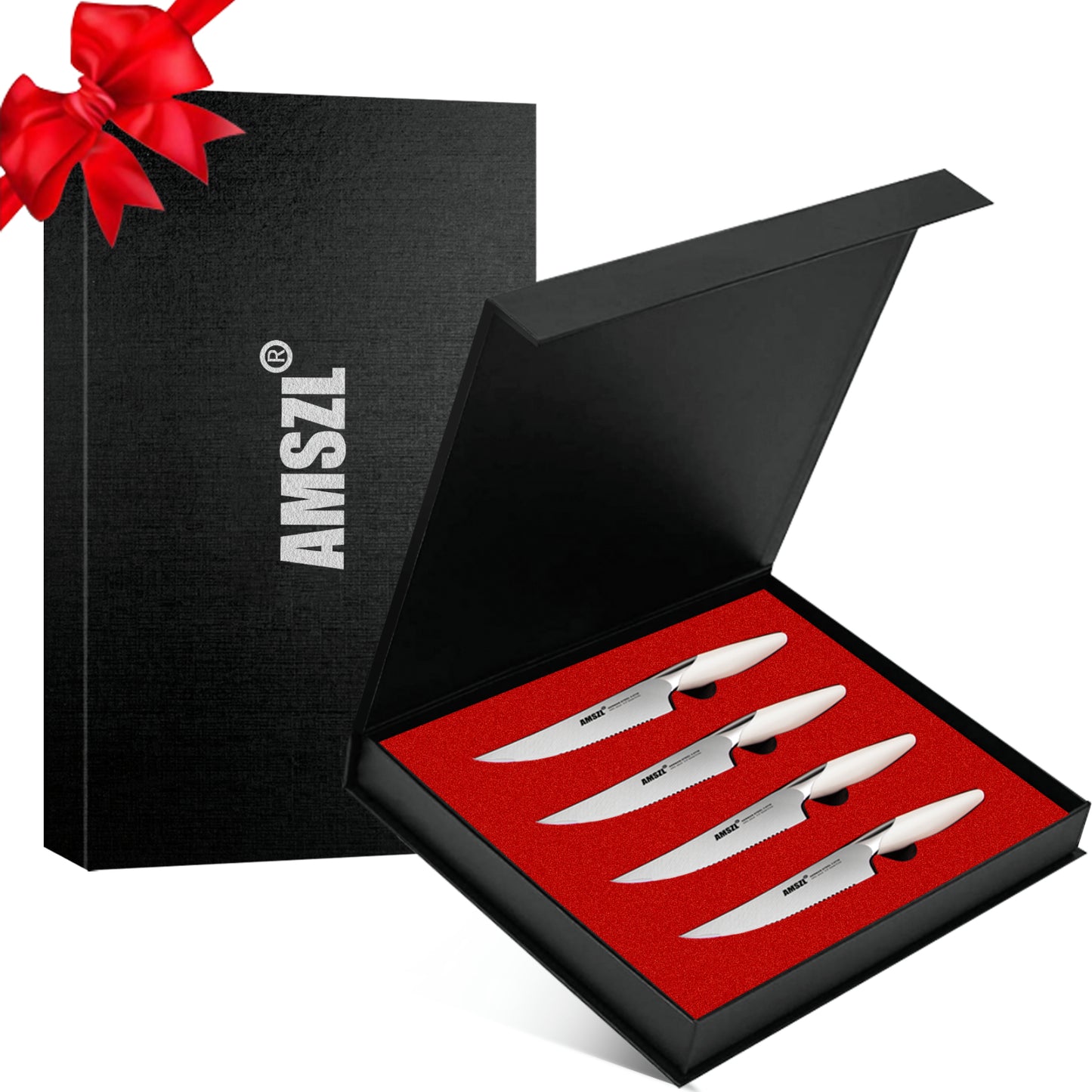 AMSZL Serrated Steak Knives Set of 4, DG-HT012-4PC