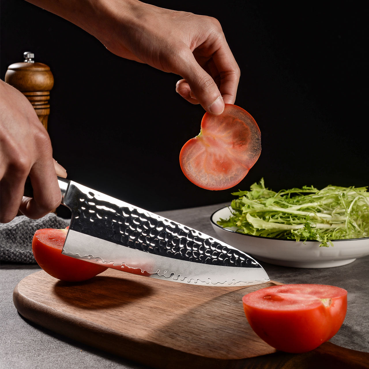 AMSZL Silver Scale Series - 7 inch Santoku Knife, B9-C4