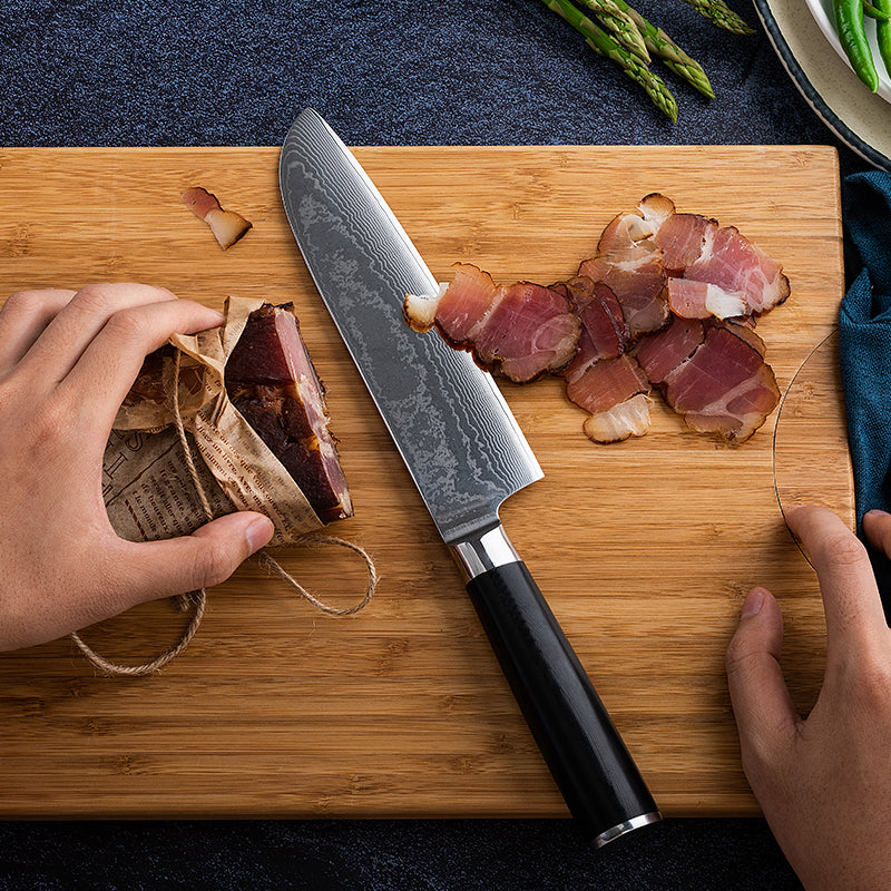 Boamlona 7 inch Damascus Japanese Chef Knife Santoku Knife DM-GS004