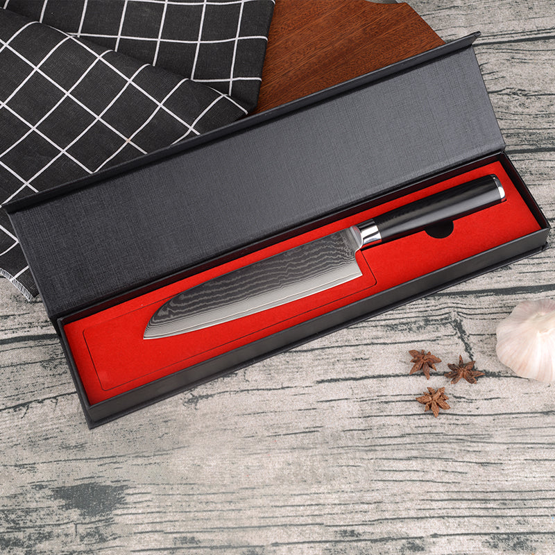 Boamlona 7 inch Damascus Japanese Chef Knife Santoku Knife DM-GS004