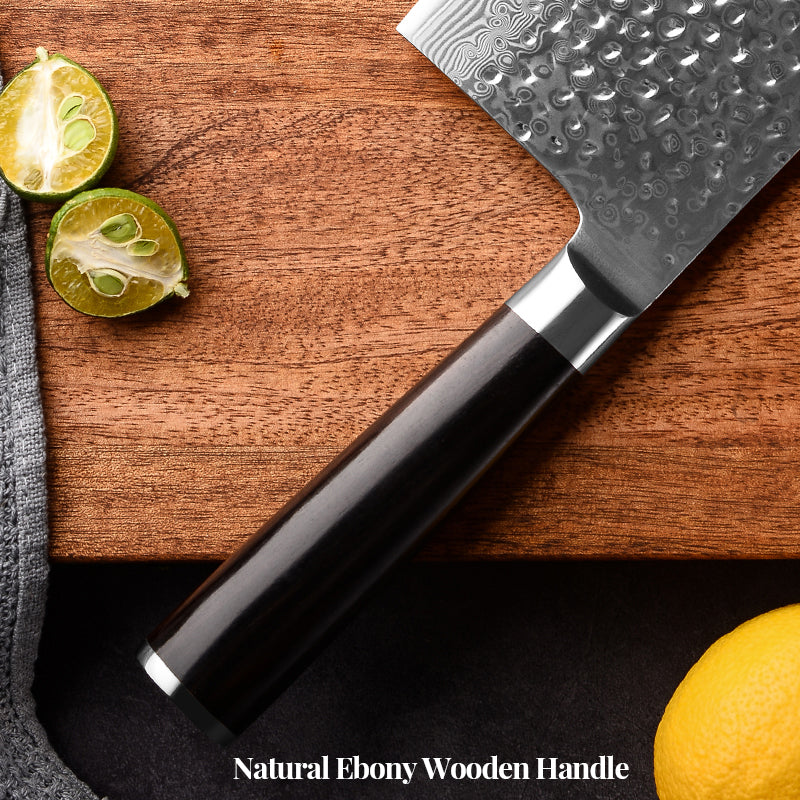 AMSZL 7 inch Hammered Damascus Cleaver DM-GS01-7