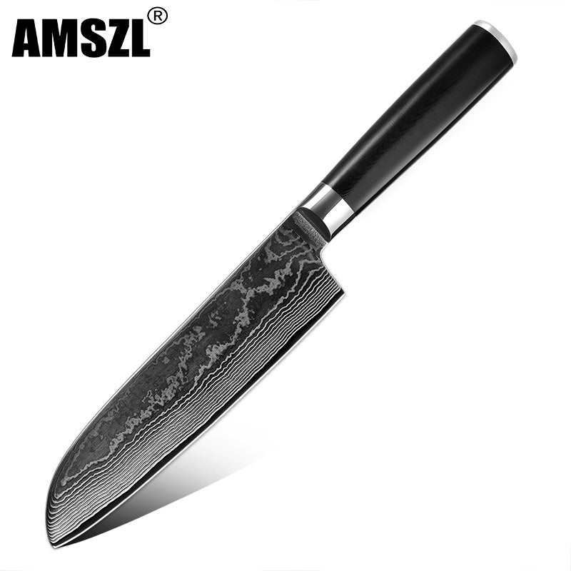 Boamlona 7 inch Damascus Japanese Chef Knife Santoku Knife DM-GS004