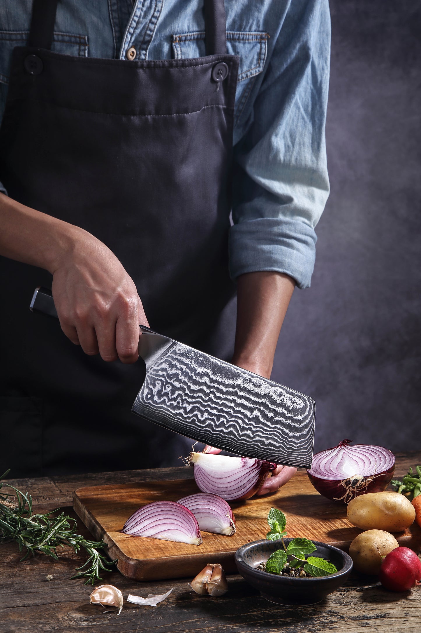 AMSZL 7 inch Damascus Chopping Knife DM-GS01-8